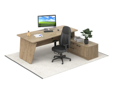 Amaro Wood Executive Desk With Panel End & A Frame Leg 7