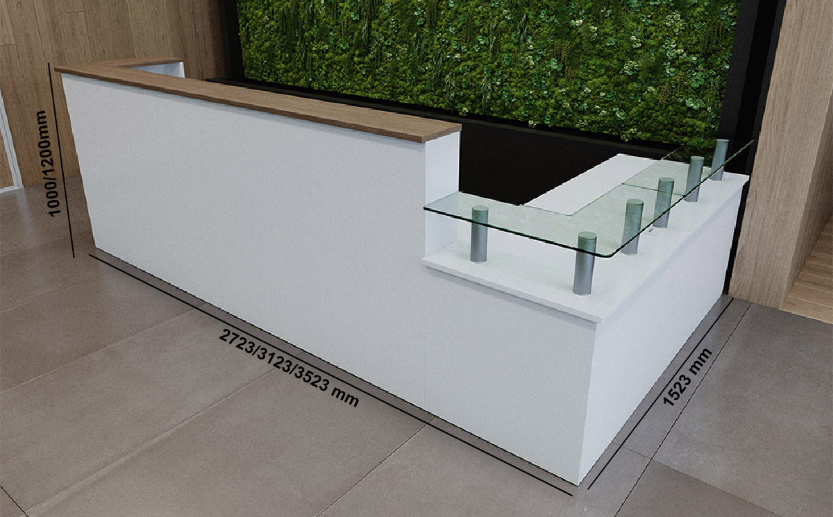 Otello – Reception Desk With Glass Top Shelf Middle
