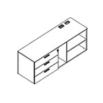 L1416 X D580 X H603 (service Unit With 3 Drawer)