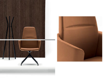 Pino 1 – Leather Fabric Meeting Chair With Armrests 4