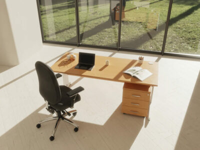Etta 3 Straight Desk With Mobile Pedestal And Cantilever Legs 1