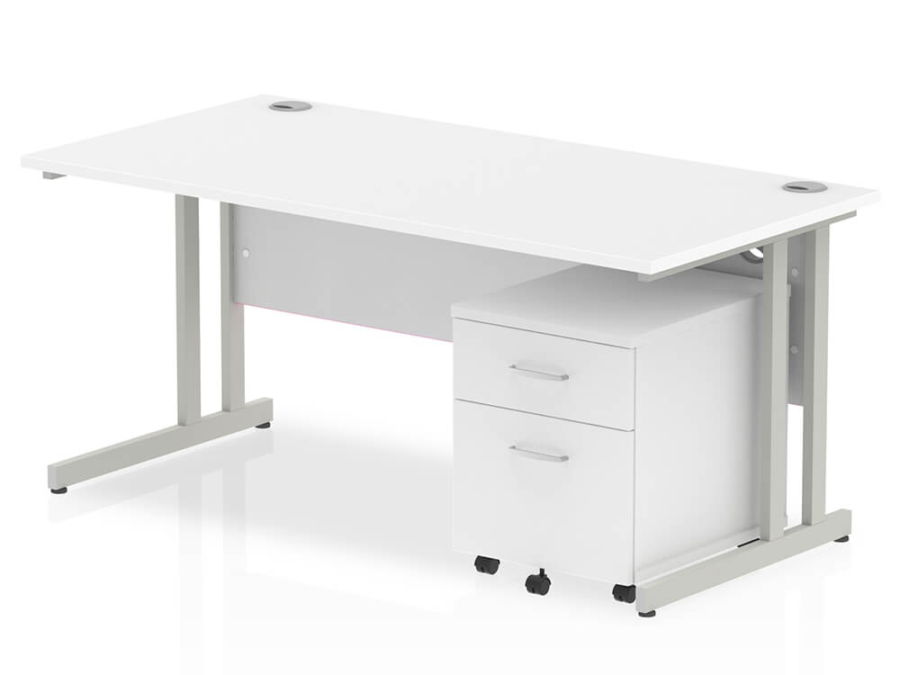 Etta 3 Straight Desk With Mobile Pedestal And Cantilever Legs 11