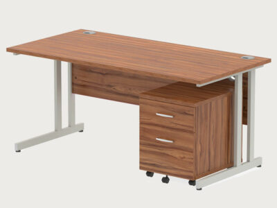 Etta 3 Straight Desk With Mobile Pedestal And Cantilever Legs 12