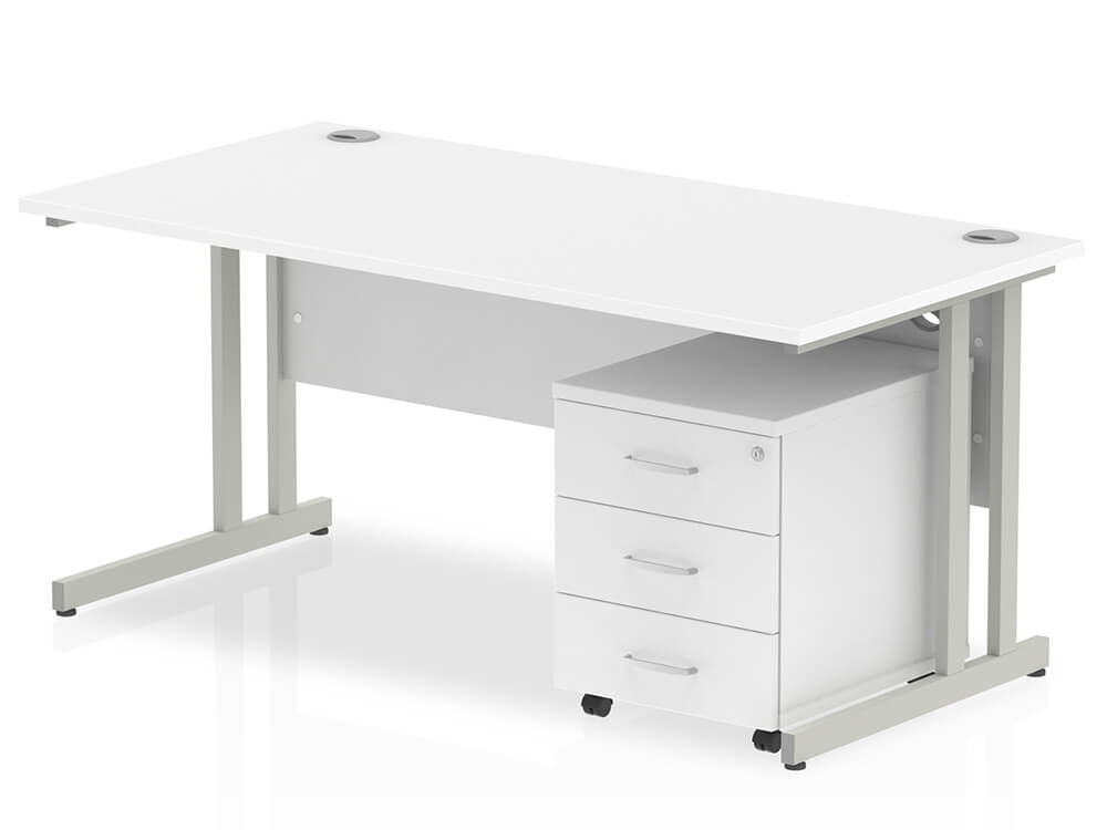 Etta 3 Straight Desk With Mobile Pedestal And Cantilever Legs 16