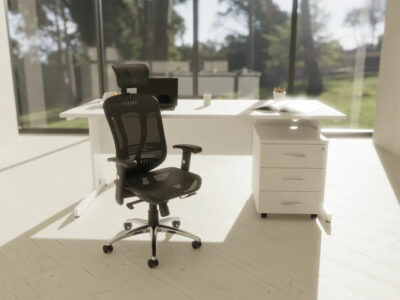 Etta 3 Straight Desk With Mobile Pedestal And Cantilever Legs