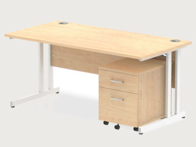 Etta 3 Straight Desk With Mobile Pedestal And Cantilever Legs 6