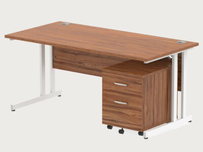 Etta 3 Straight Desk With Mobile Pedestal And Cantilever Legs 8