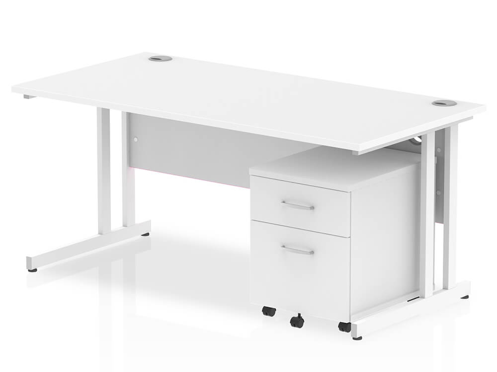 Etta 3 Straight Desk With Mobile Pedestal And Cantilever Legs 9