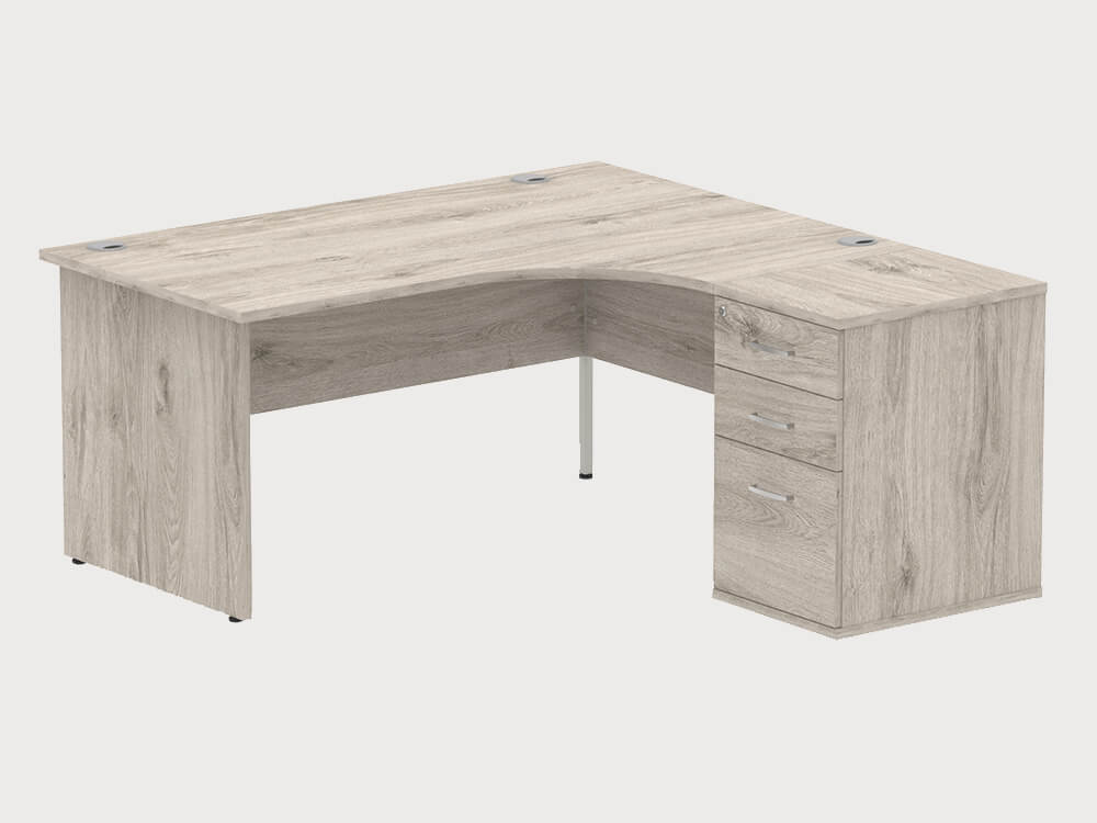 Etta 4 Corner Desk With High Pedestal And Panel Legs 14