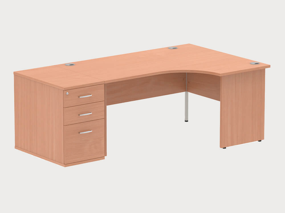 Etta 4 Corner Desk With High Pedestal And Panel Legs 16