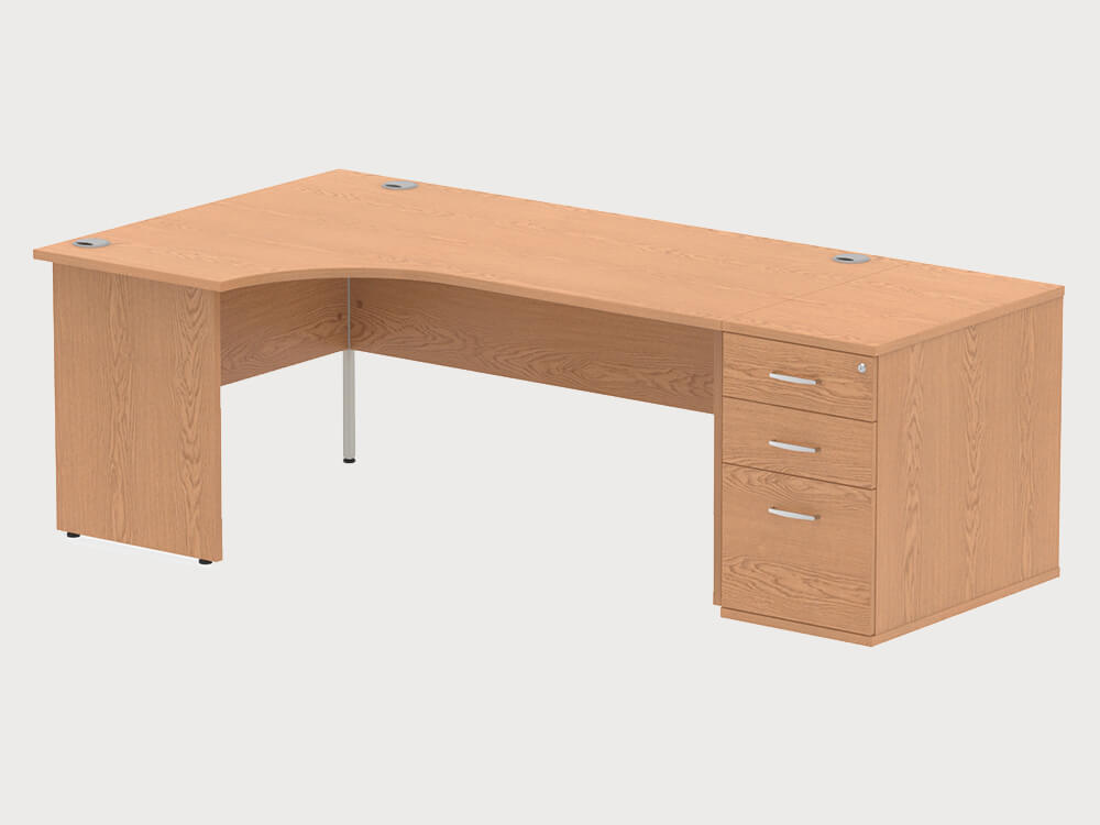 Etta 4 Corner Desk With High Pedestal And Panel Legs 25