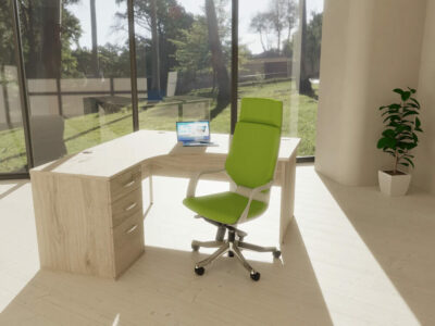 Etta 4 Corner Desk With High Pedestal And Panel Legs