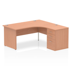 Etta 4 Corner Desk With High Pedestal And Panel Legs D600 Pedestal Right Side
