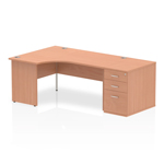 Etta 4 Corner Desk With High Pedestal And Panel Legs D800 Pedestal Left Side