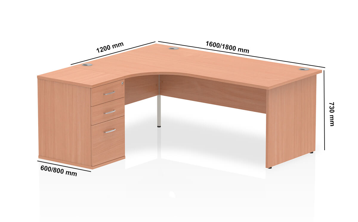 Etta 4 Corner Desk With High Pedestal And Panel Legs Dimensions Image