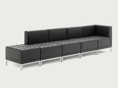 Irene Black Soft Bonded Leather Corner Sofa Chair 1