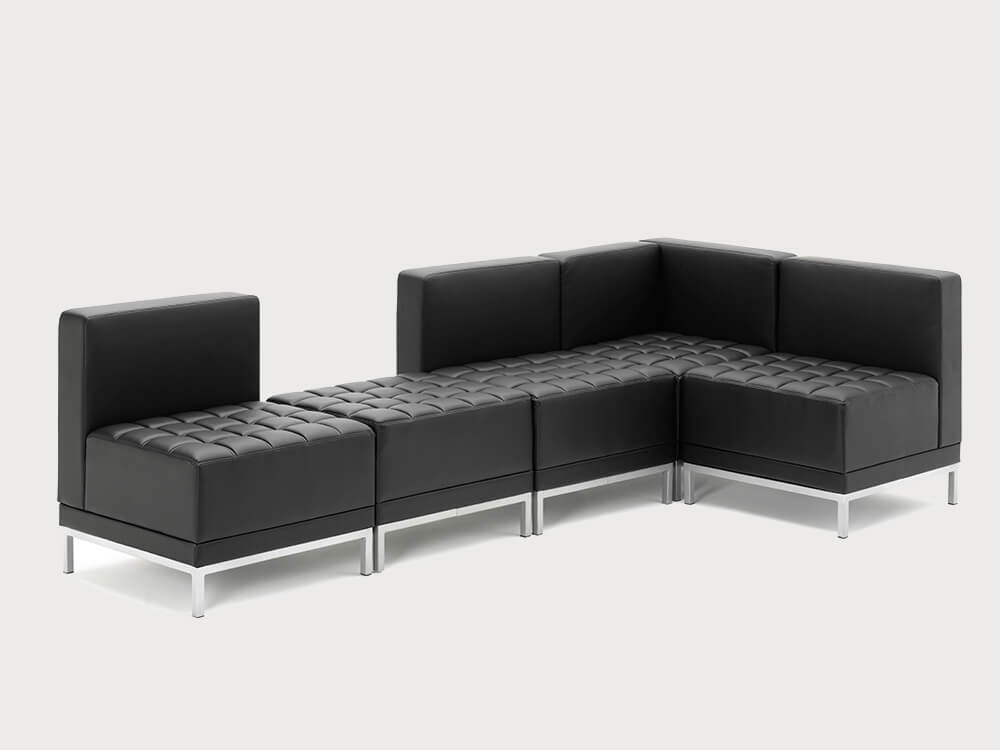 Irene Black Soft Bonded Leather Corner Sofa Chair 10