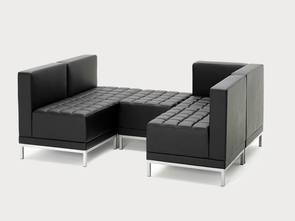 Irene Black Soft Bonded Leather Corner Sofa Chair 2