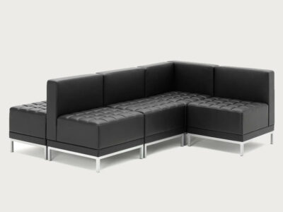 Irene Black Soft Bonded Leather Corner Sofa Chair 4