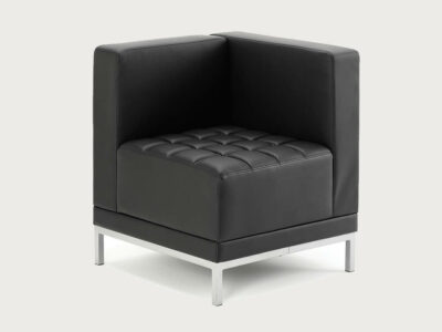 Irene Black Soft Bonded Leather Corner Sofa Chair