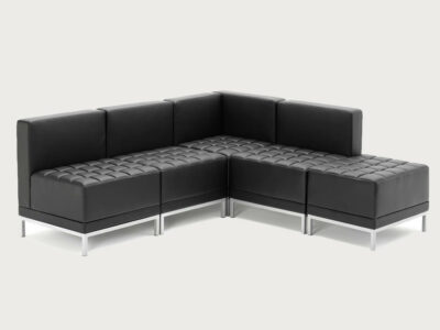 Irene Black Soft Bonded Leather Corner Sofa Chair 6