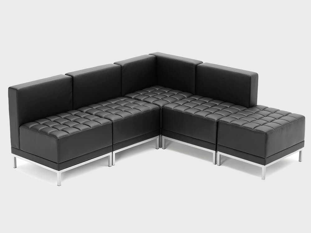 Irene Black Soft Bonded Leather Corner Sofa Chair 7