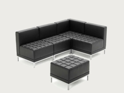 Irene Black Soft Bonded Leather Corner Sofa Chair 8