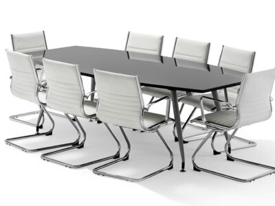Madeline High Gloss Boat Shaped Meeting Table 8