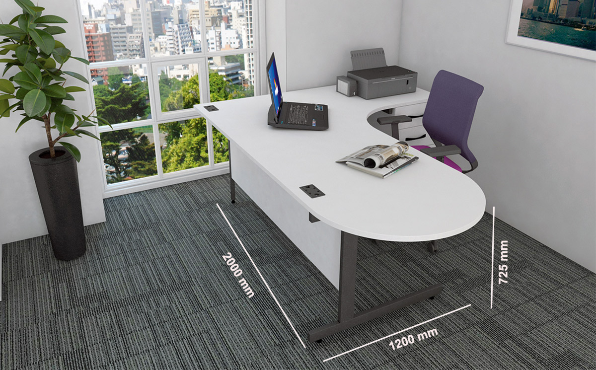 Tasso 1 D Shape Ended Radial Executive Desk Middle