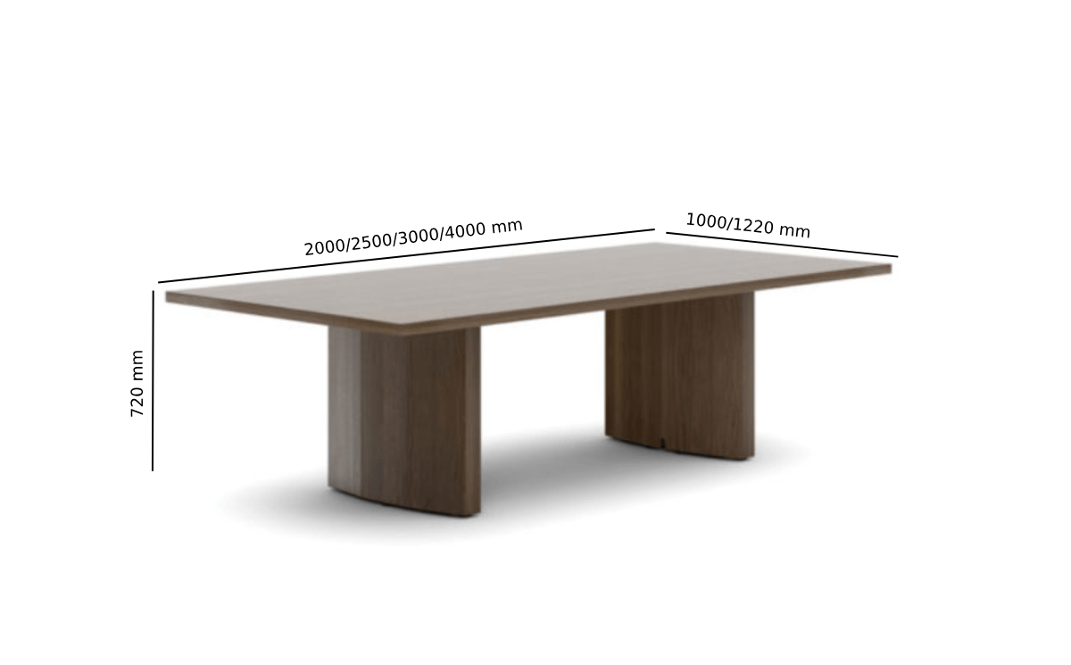 Venezio – Rectangular & Barrel Shaped Meeting Table Size Image (1)