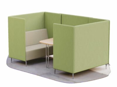 Bari 2 High Back Private Work Pod For 2, 4 And 6 Person With Closed Sides And Privacy Panel Table 1