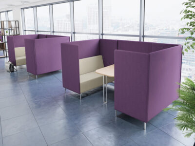 Bari 2 High Back Private Work Pod For 2, 4 And 6 Person With Closed Sides And Privacy Panel Table 3