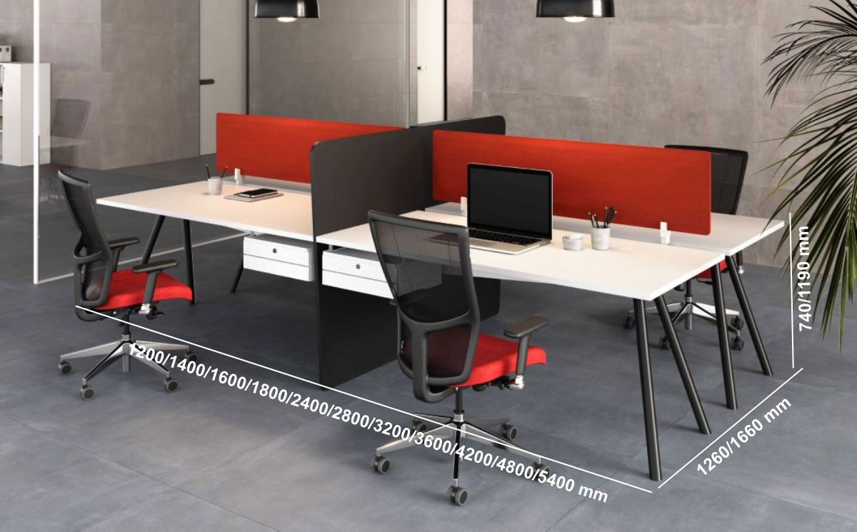 Glada 1 – Back To Back Operational Office Desk With A Leg For 2 ,4 And 6 Persons Middle