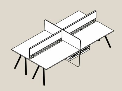 Glada 2 – Back To Back Operational Office Desk With A Leg For 2 ,4 And 6 Persons 3