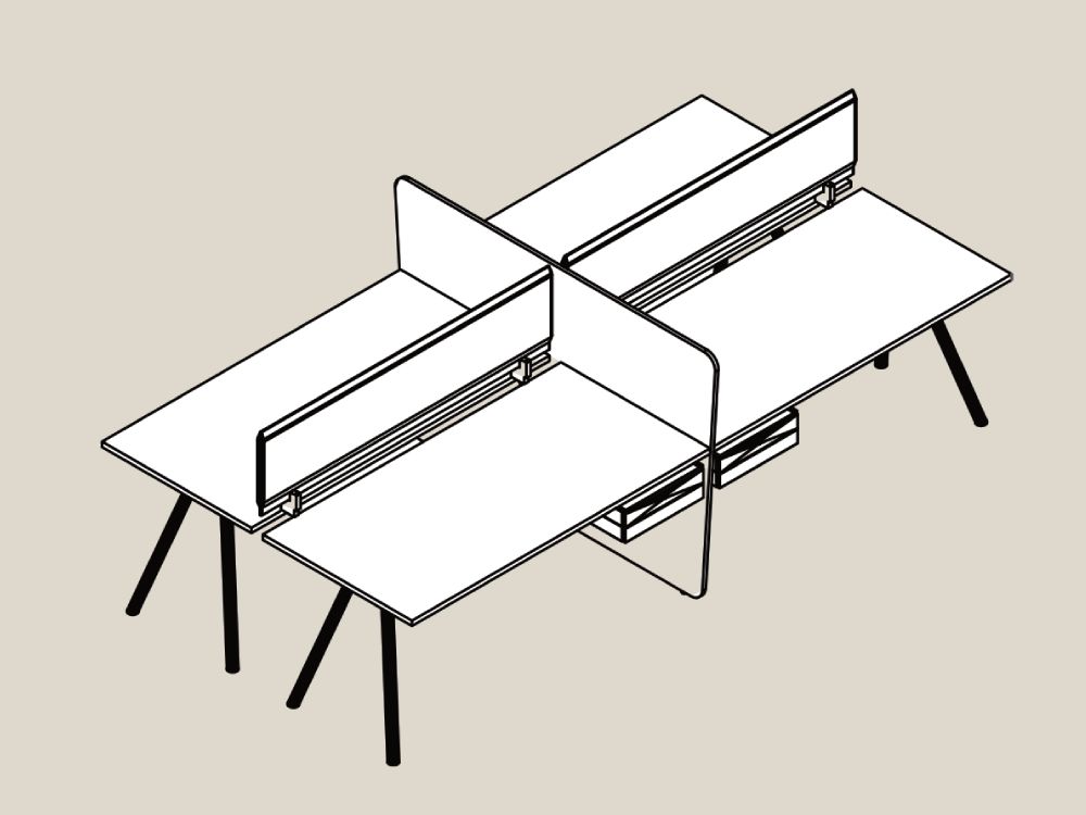 Glada 2 – Back To Back Operational Office Desk With A Leg For 2 ,4 And 6 Persons 3