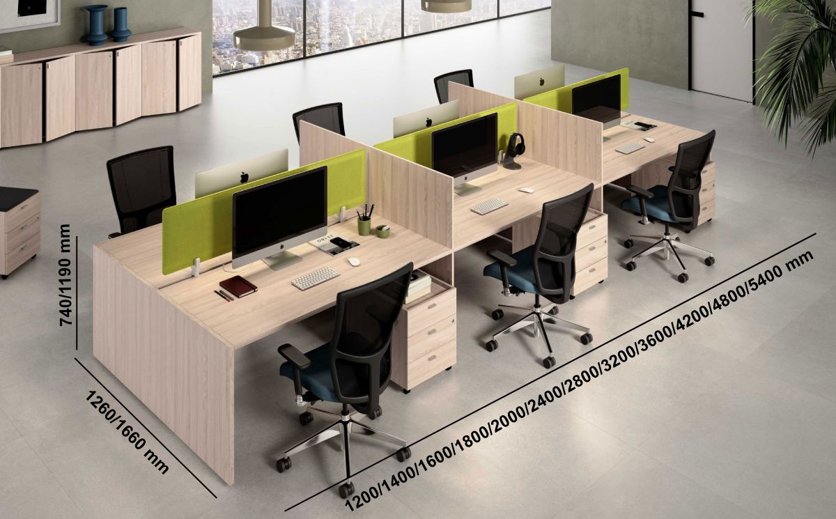 Glada – Back To Back Operational Office Desk With Slab Leg For 2 And 4 Persons Middle