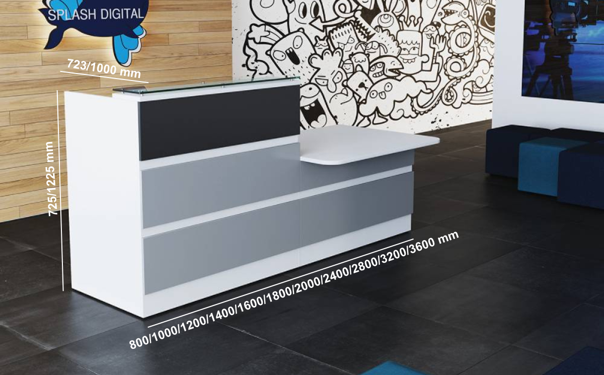 Otello 1 Reception Desk With Wheelchair Access Unit Size