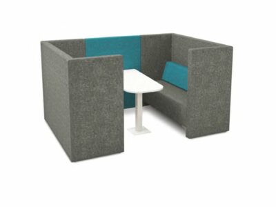 Polly 4 High Back Private Work Pod For 2, 4 And 6 Person With Closed Sides And Privacy Panel Table 1