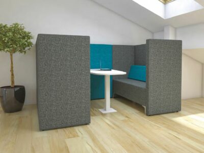 Polly 4 High Back Private Work Pod For 2, 4 And 6 Person With Closed Sides And Privacy Panel Table 2