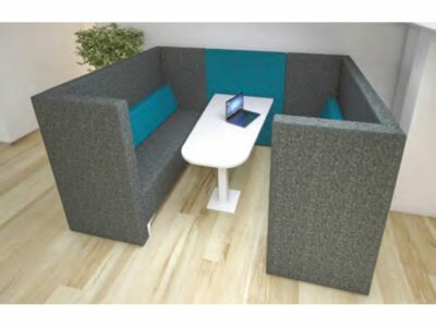 Polly 4 High Back Private Work Pod For 2, 4 And 6 Person With Closed Sides And Privacy Panel Table 3