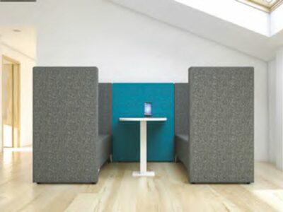 Polly 4 High Back Private Work Pod For 2, 4 And 6 Person With Closed Sides And Privacy Panel Table 4