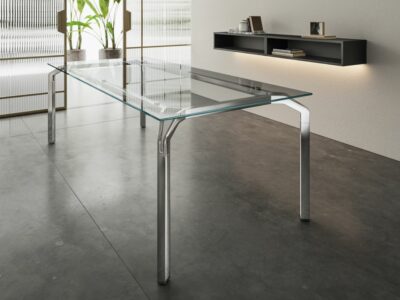 Vinny 1 – Glass Executive Desk With Aluminium Legs 1