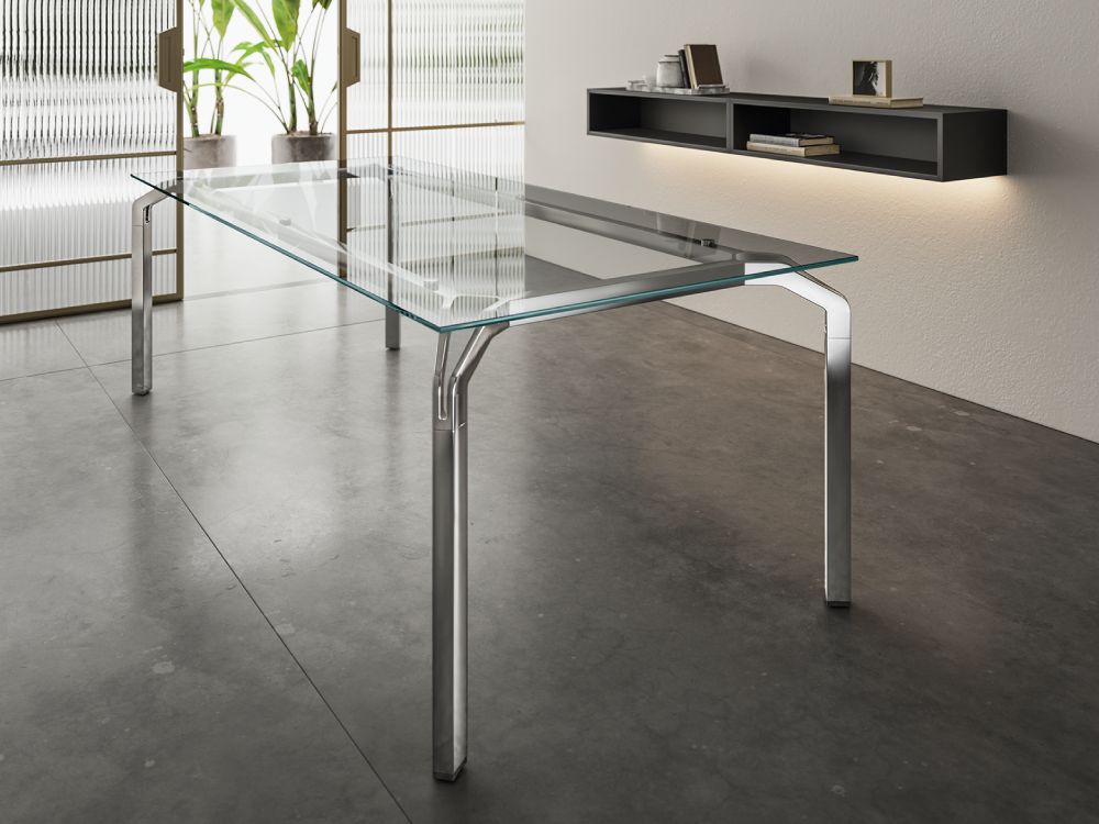 Vinny – Glass Executive Desk With Aluminium Legs 1