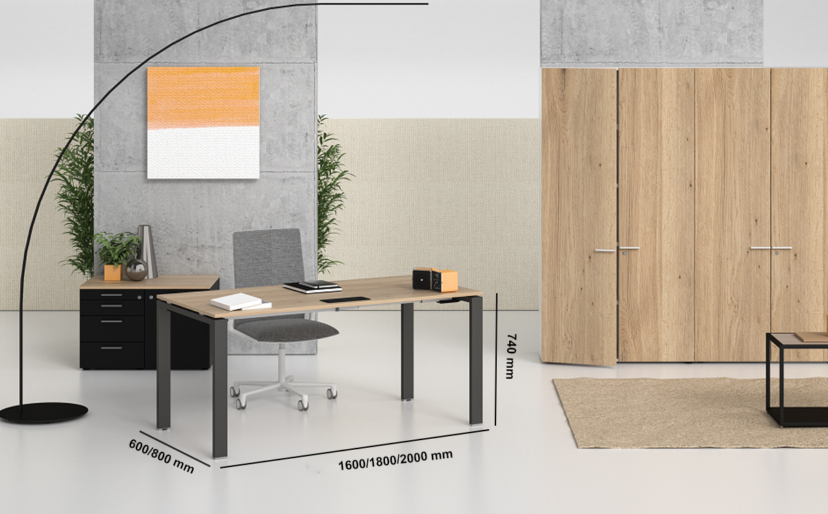 Lorenzo 3 – Wood Veneer Top Executive Desk With U Legs And Optional Return And Credenza Unit Size Img