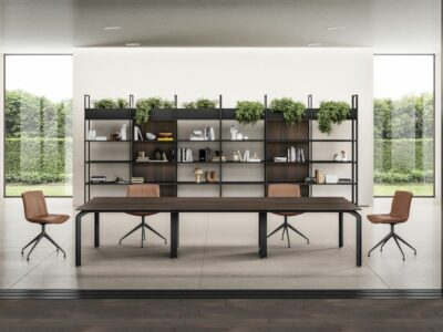 Romola 4 – Meeting Table With Wood Veneer Top And Aluminium Leg 1