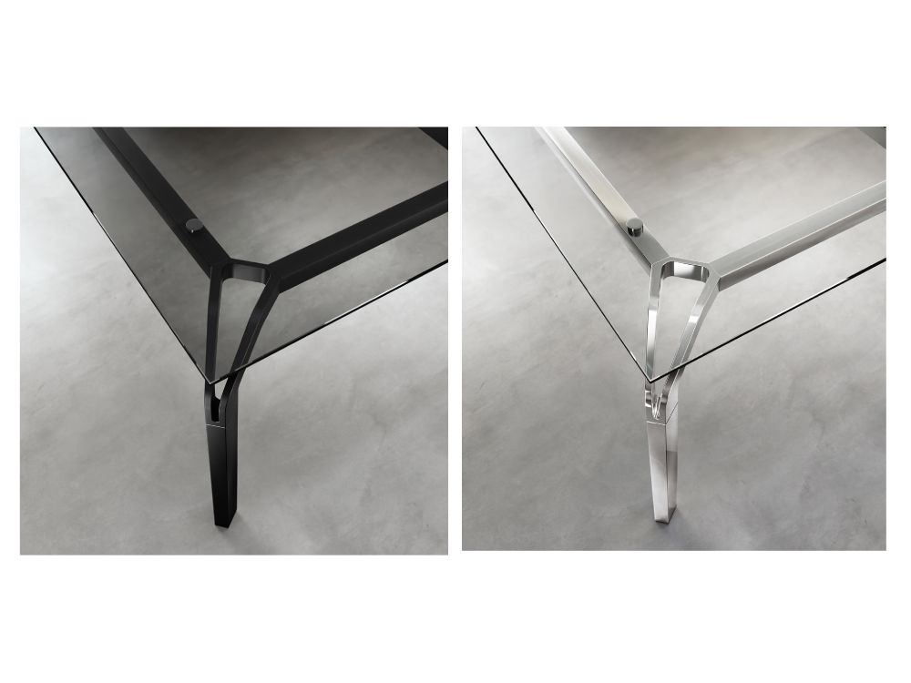 Romola – Meeting Table With Clear Glass Top And Aluminium Leg 3