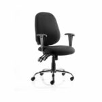 Rosa Black Fabric Operator Chair With Arms