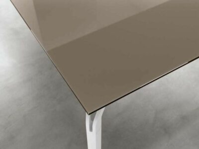 Vinny 2 – Lacquered Glass Top Executive Desk With Aluminium Legs 1