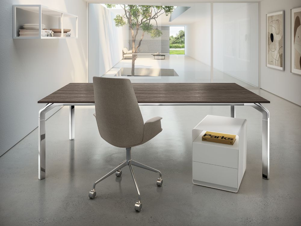 Vinny 4 – Executive Desk With Wood Veneer Top And Optional Return & Credenza Unit 1