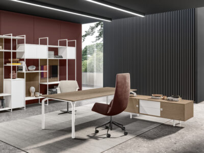 Vinny 4 – Executive Desk With Wood Veneer Top And Optional Return & Credenza Unit 2
